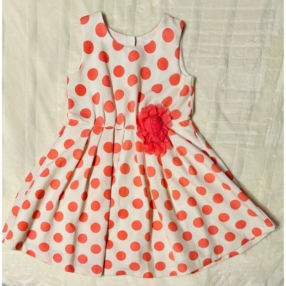 NWOT Pippa & Julie polka dot dress with flower accent in girl’s size 6X - Picture 1 of 8